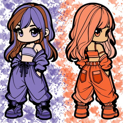 girl in crop top and baggy pants