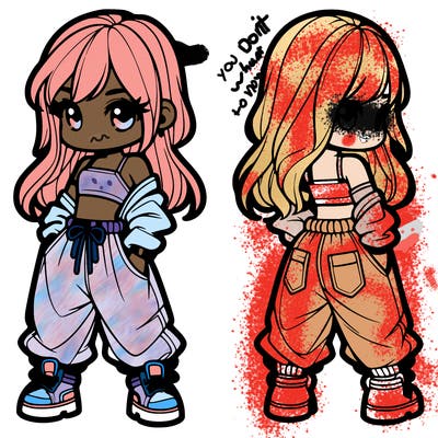 girl in crop top and baggy pants