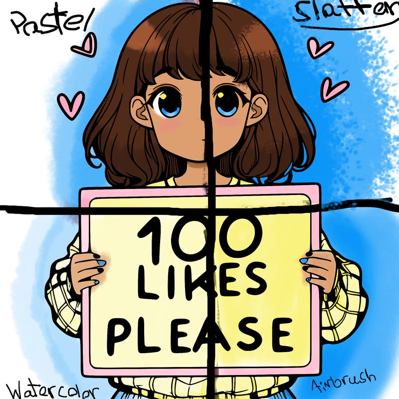 a girl holding a sign saying 100 likes please