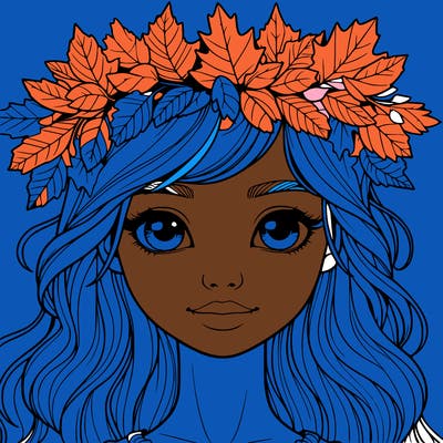realistic girl with fall leaf crown