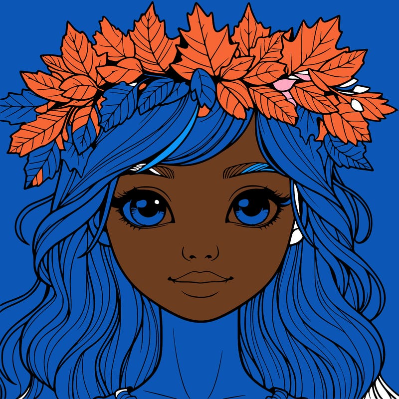 realistic girl with fall leaf crown