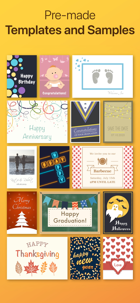 Logoist 5 - A variety of pre-made graphic design templates and samples for cards and invitations in Logoist 5