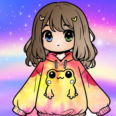 girl wearing frogging sweatshirt