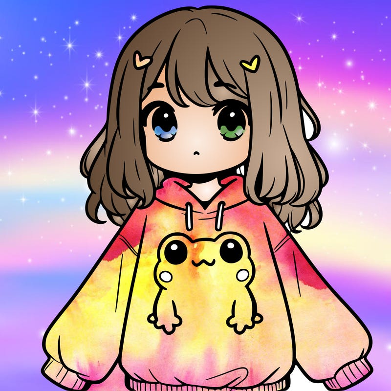 girl wearing frogging sweatshirt