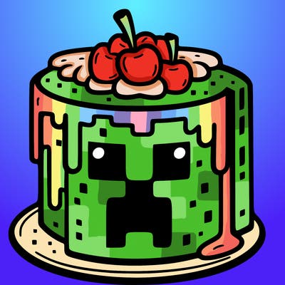 minecraft cake with a creeper face on it