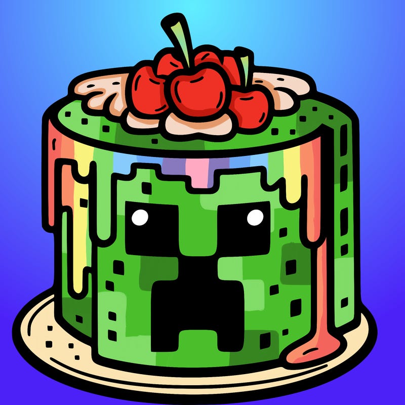 minecraft cake with a creeper face on it