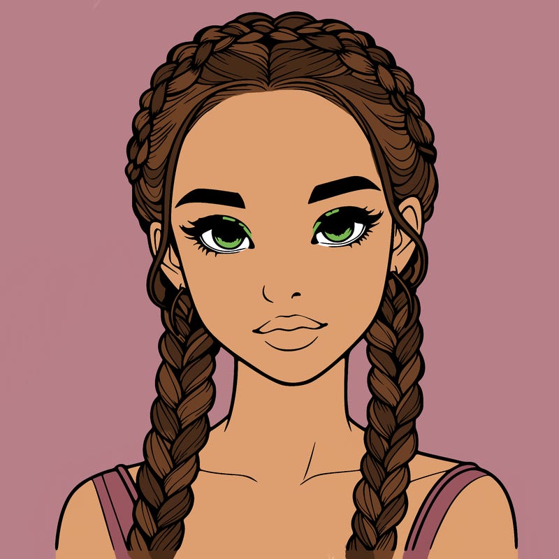 realistic girl with braids