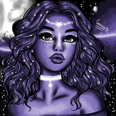 realistic girl with wavy hair and lips