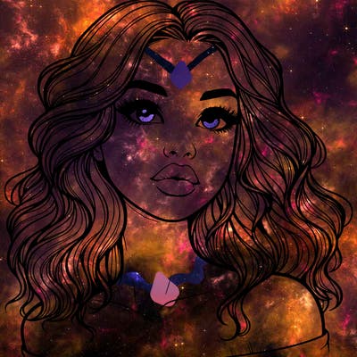 realistic girl with wavy hair and lips