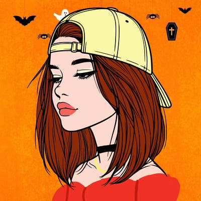 realistic  girl with a backwards hat