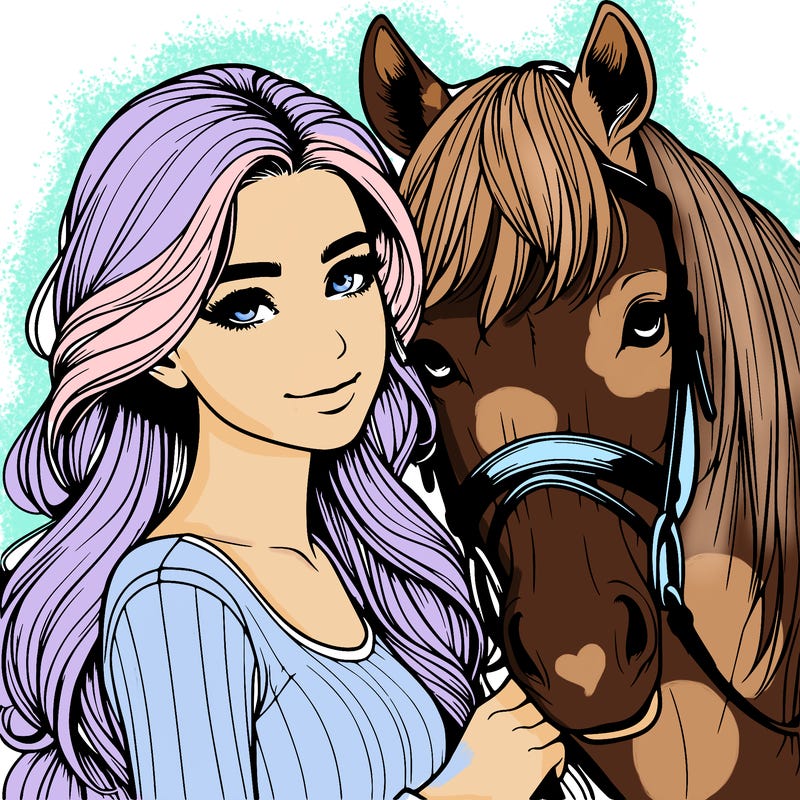 realistic girl with horse