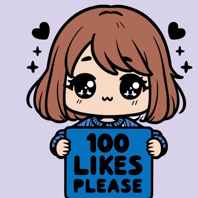 cute girl holding a sign saying 100 likes please