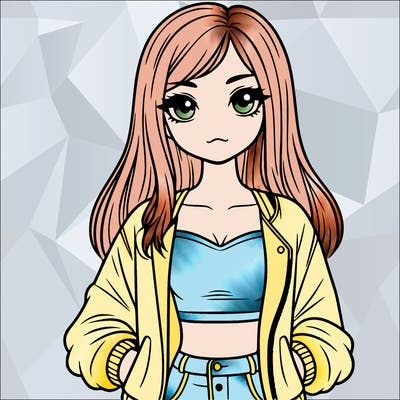 girl with long hair a crop top and a jacket