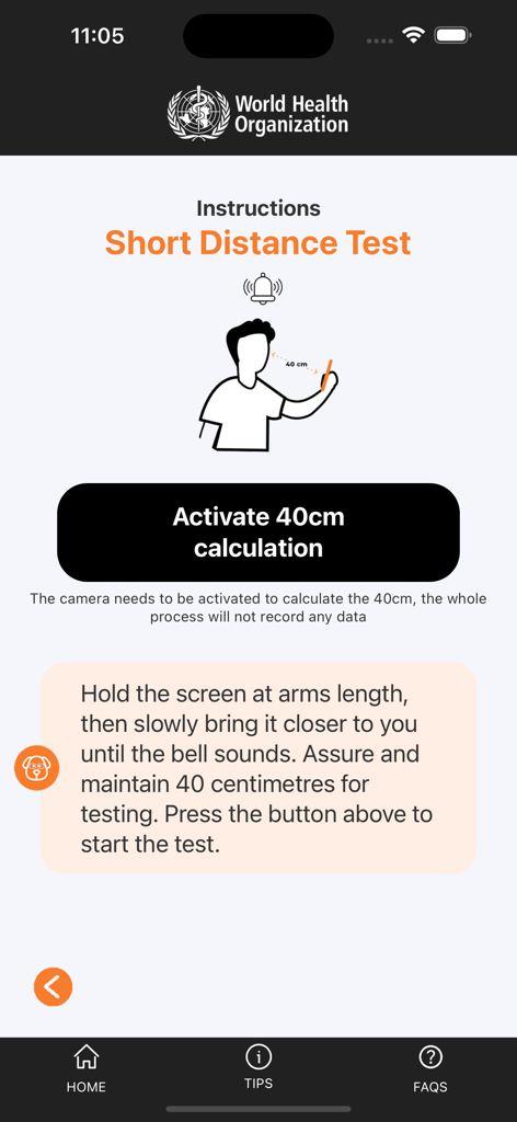 WHOeyes - WHOeyes app instructions for conducting a short distance vision test