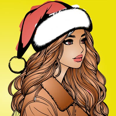 realistic girl in santa hat