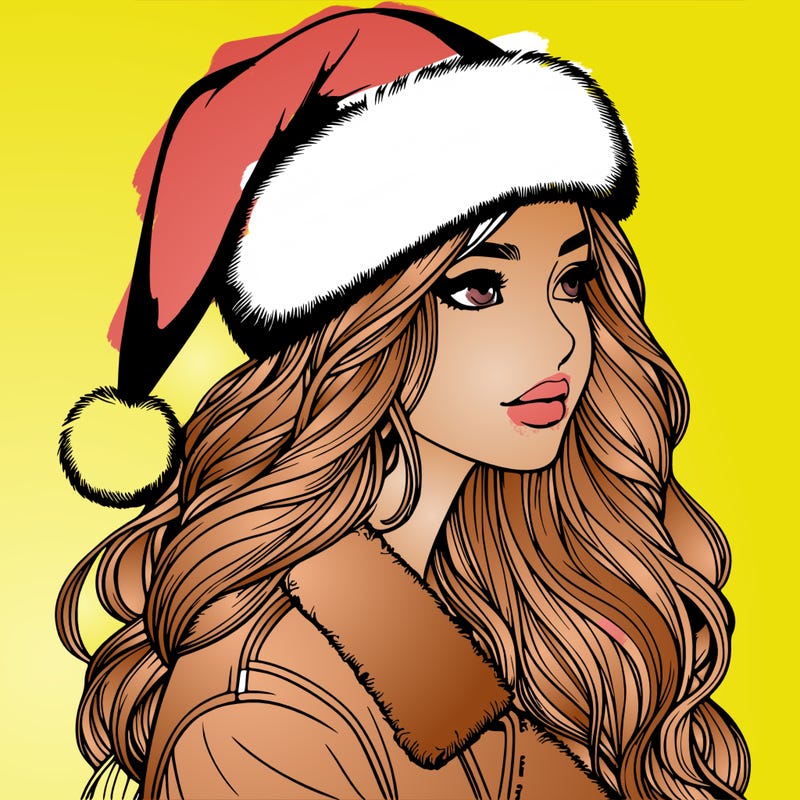 realistic girl in santa hat