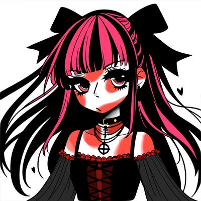 goth anime girl detailed