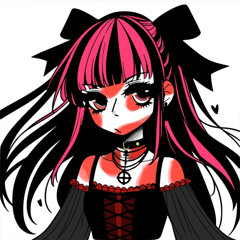goth anime girl detailed