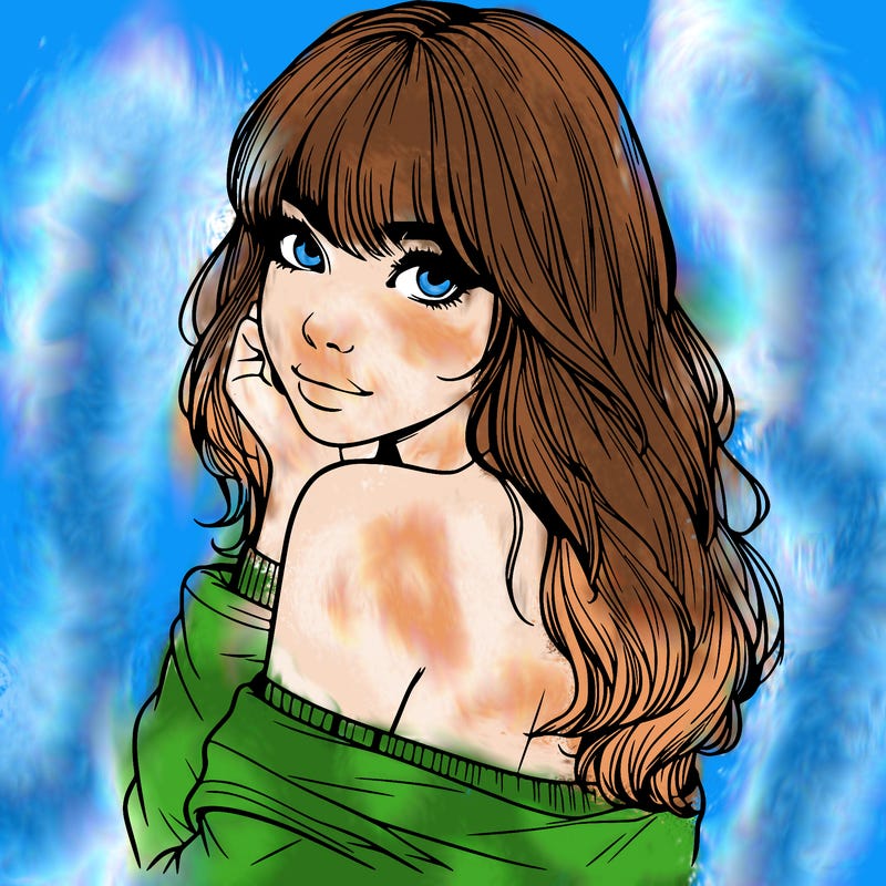 realistic girl with bangs looking over her shoulder