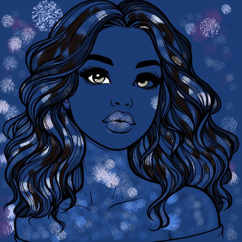 realistic girl with wavy hair and lips