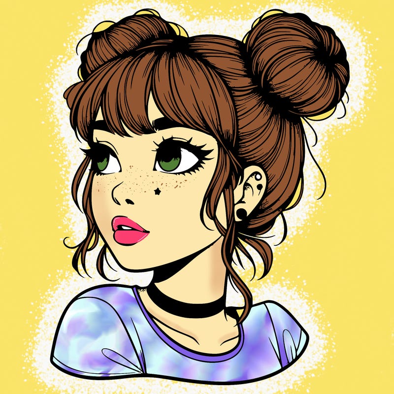 realistic girl with spacebuns