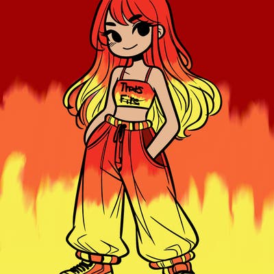 girl in crop top and baggy pants