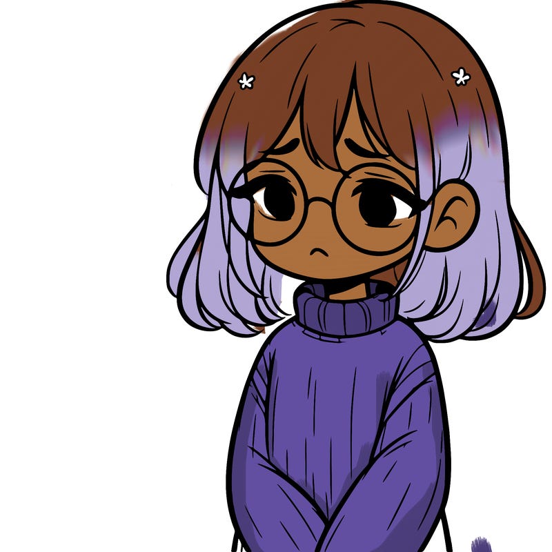 sad girl with glasses in a sweater