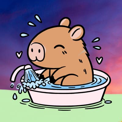capybara taking a bath