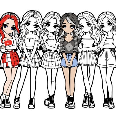 a group of girls realistic