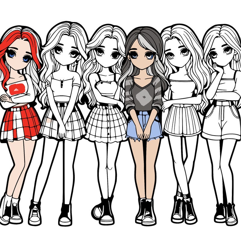 a group of girls realistic