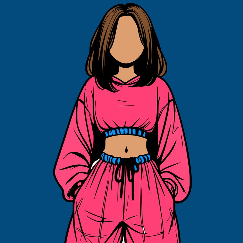 realistic girl faceless with baggy pants and a crop top