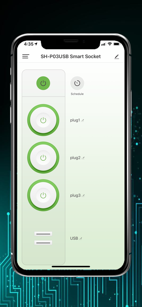 DELTACO SMART HOME - Schermata dello smartphone che mostra l'interfaccia di gestione di una presa smart Deltaco con controlli individuali per le spine