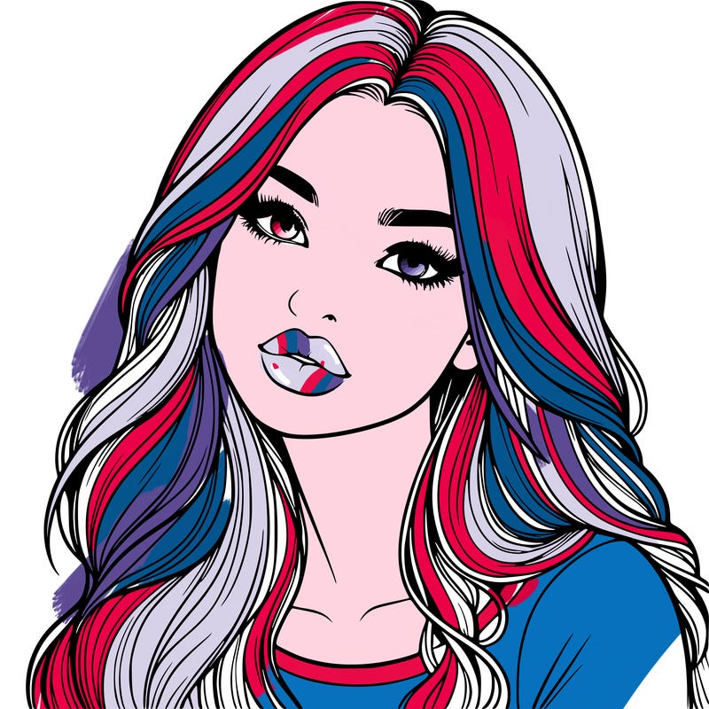 realistic girl with hair on her hair and lips