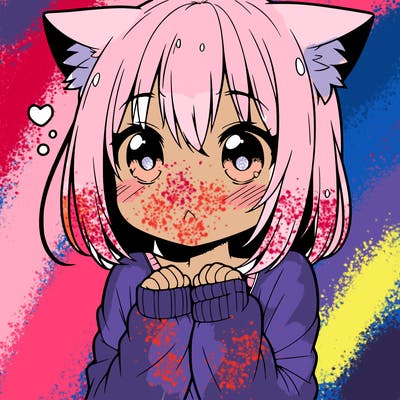 shy anime catgirl