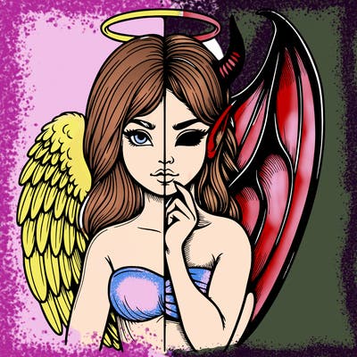 realistic angel half demon