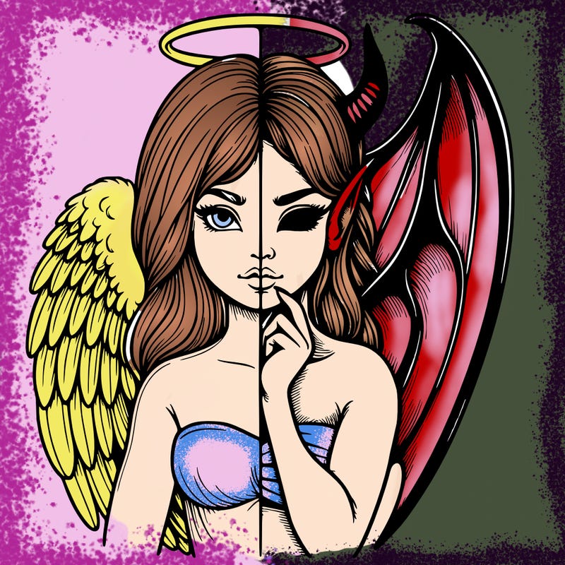 realistic angel half demon