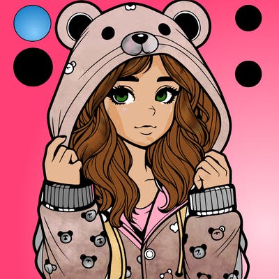 realistic girl in a animal pjs hoodie