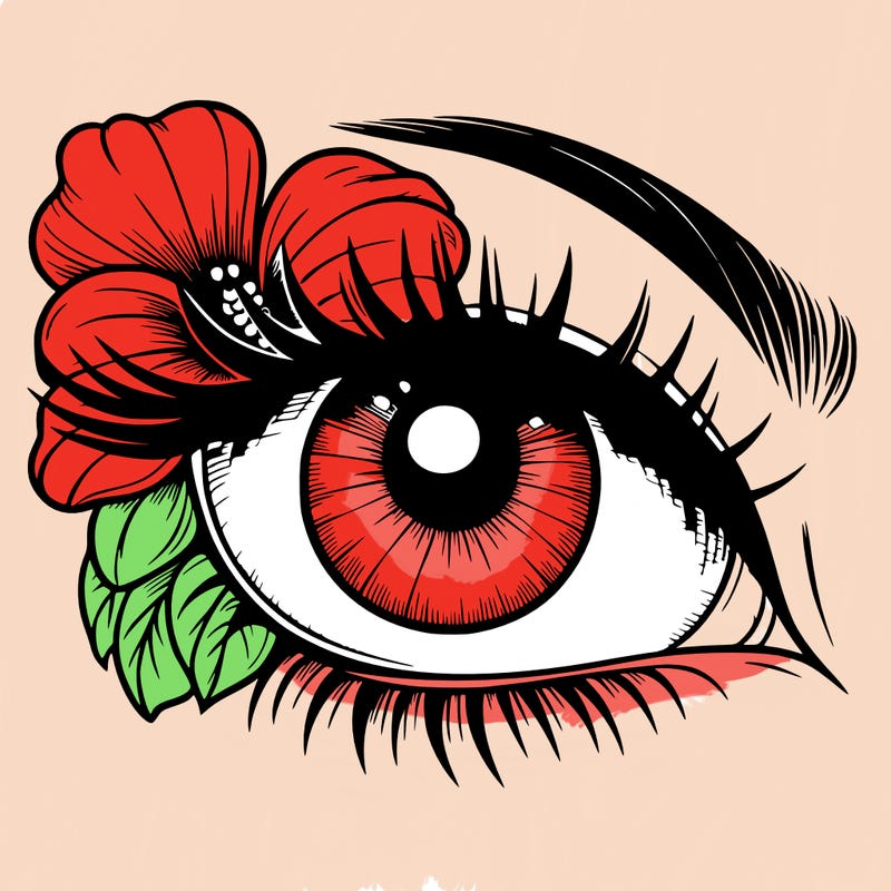 realistic eye with flower