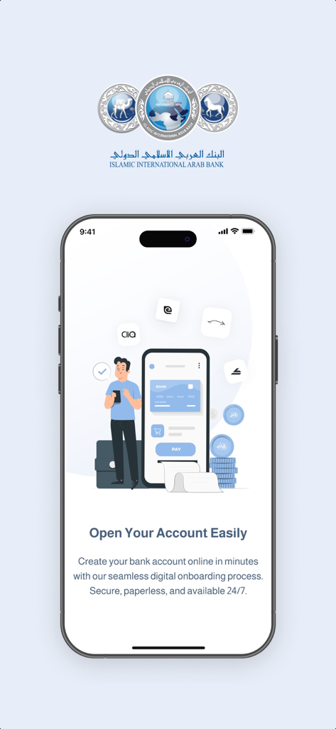 Arabi Islami Mobile - Pantalla de apertura de cuenta digital de la aplicación Arabi Islami Mobile