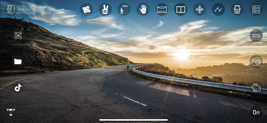 HF UFO drone app live video interface with camera and recording icons