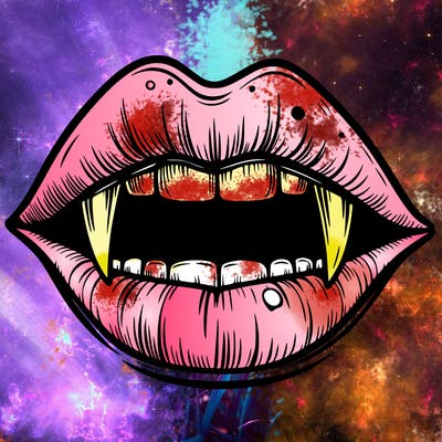 lips with vampire teeth