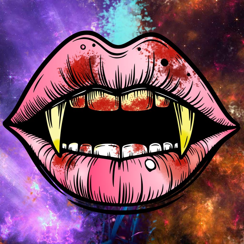 lips with vampire teeth