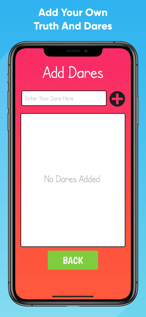 Truth Or Dare : Party Game - Interface pour ajouter des vérités et des gages personnalisés dans le jeu de fête Vérité ou Conséquence.