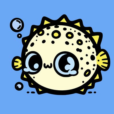 kawaii pufferfish: all puffed up and looking adorable