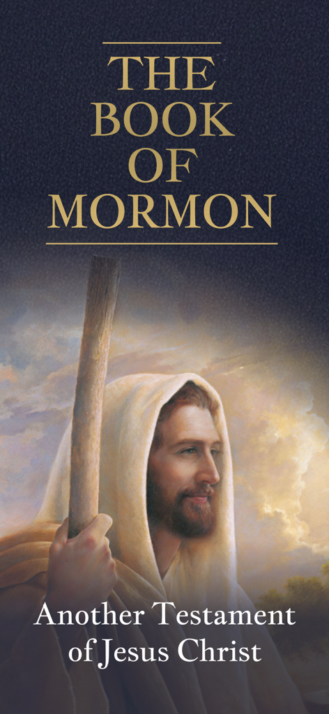 Book of Mormon・The Scriptures - Tela de capa do aplicativo do Livro de Mórmon com uma ilustração de Jesus Cristo