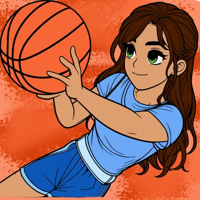 realistic girl playing basketball