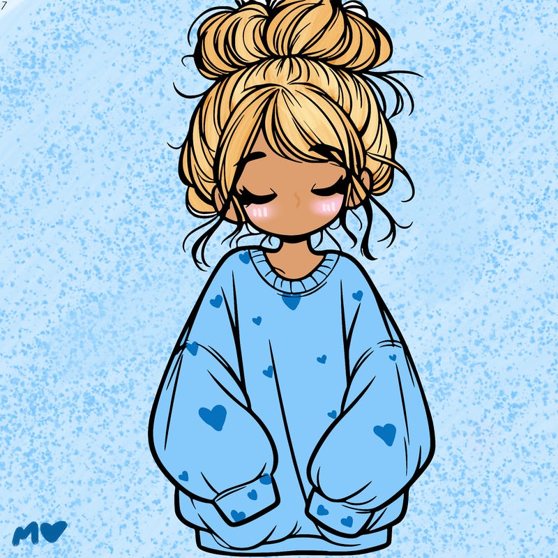 girl with baggy sweatshirt and messy bun
