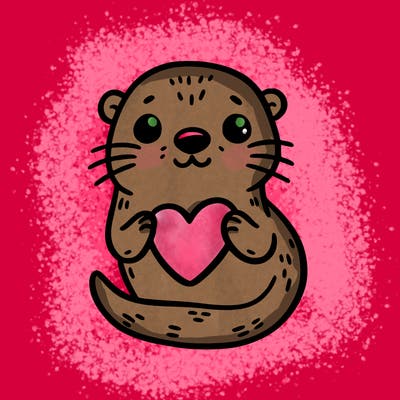 otter with a heart