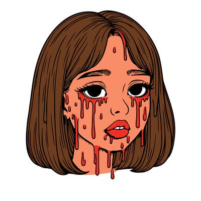 realistic girl with melting face