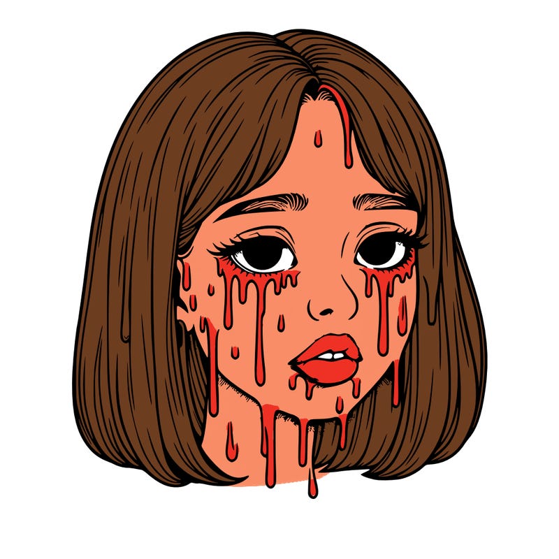realistic girl with melting face